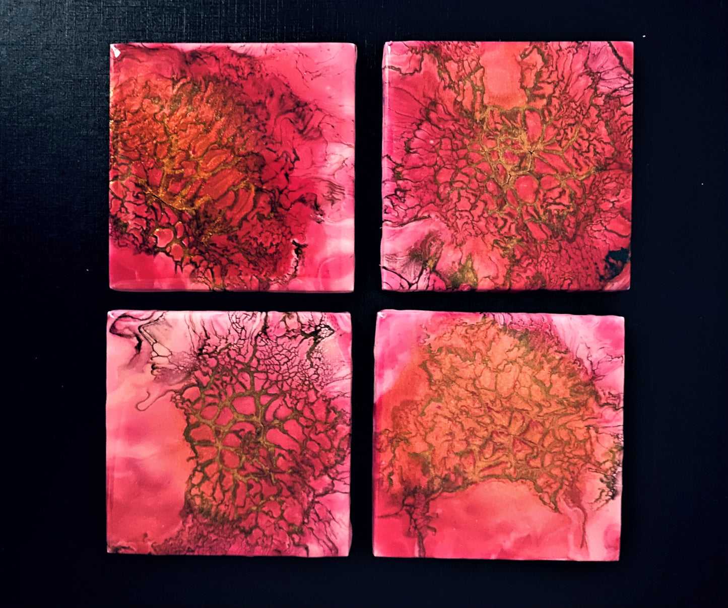 Unikke glasbrikker/coaster's 10x10 cm - 4 stk