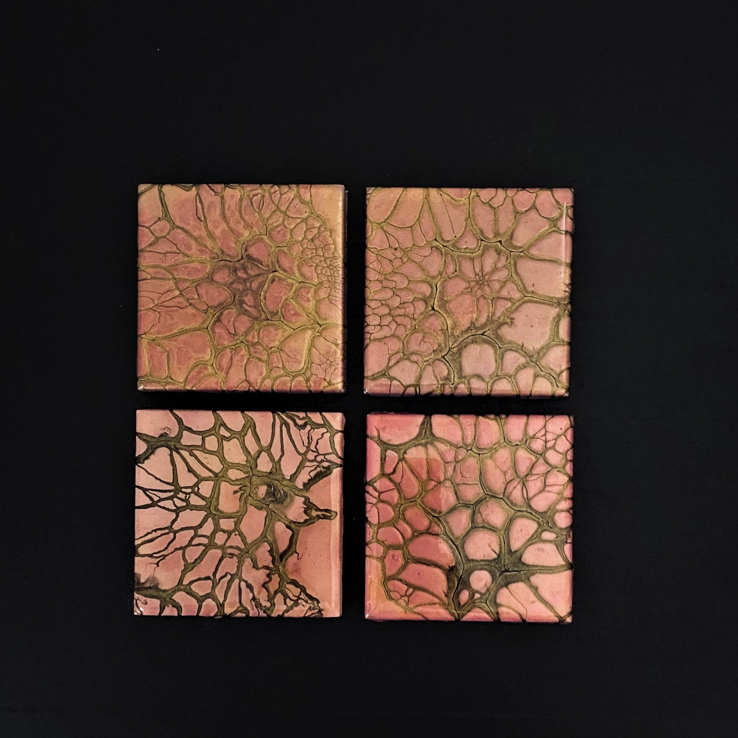 Unikke glasbrikker/coaster's 10x10 cm - 4 stk