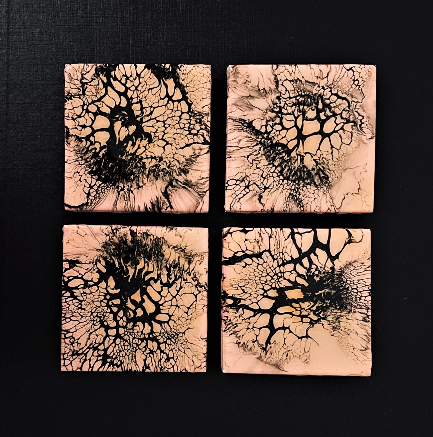Unikke glasbrikker/coaster's 10x10 cm - 4 stk