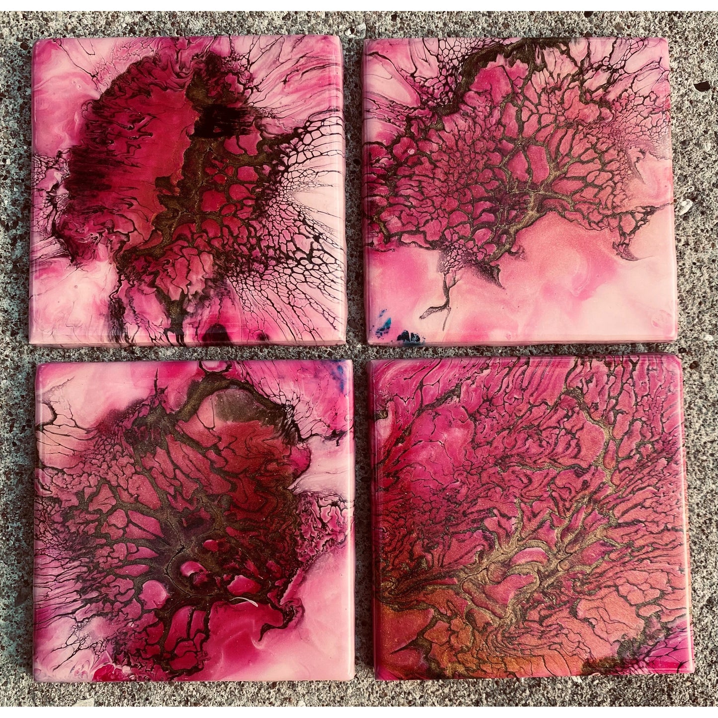 Unikke glasbrikker/coaster's 10x10 cm - 4 stk