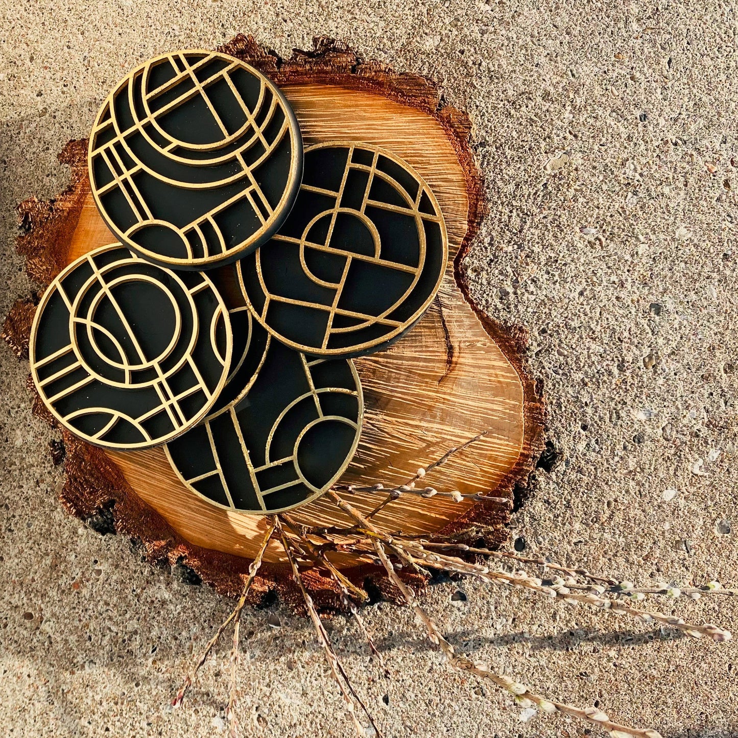 Art Deco bordskåner - Coaster diameter 10 cm